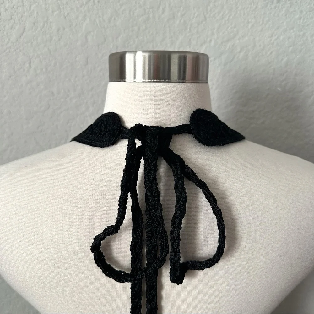 Sue Wong Vintage Black Crochet Halter Dress - Picture 6 of 15